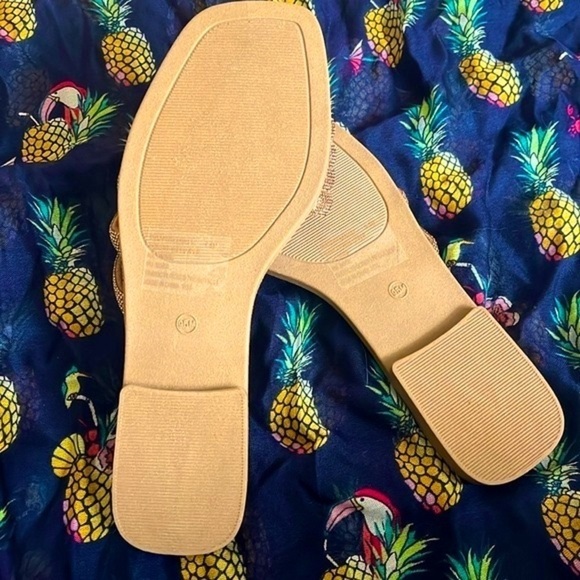 Brand New Steve Madden Rhinestone Multi-Strap Slip-On Sandals Bling Bronze Slide - Picture 6 of 15